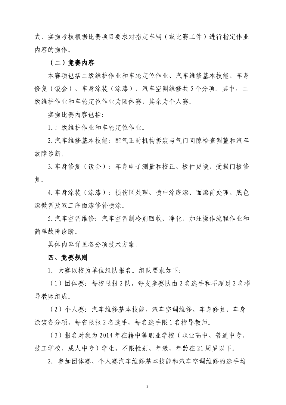 XXXX年中职汽车运用与维修赛项竞赛规程_第2页