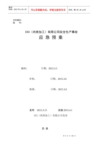 XXX有限公司安全生产事故应急预案