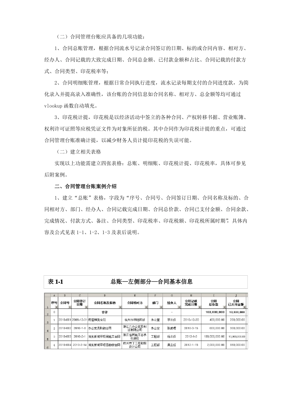 巧用EXCEL建立合同管理台帐并动态管理合同_第2页