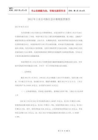 XXXX上市公司执行会计准则监管报告