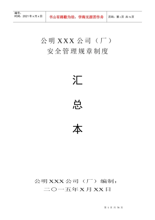 XXX有限公司安全管理规章制度90921443