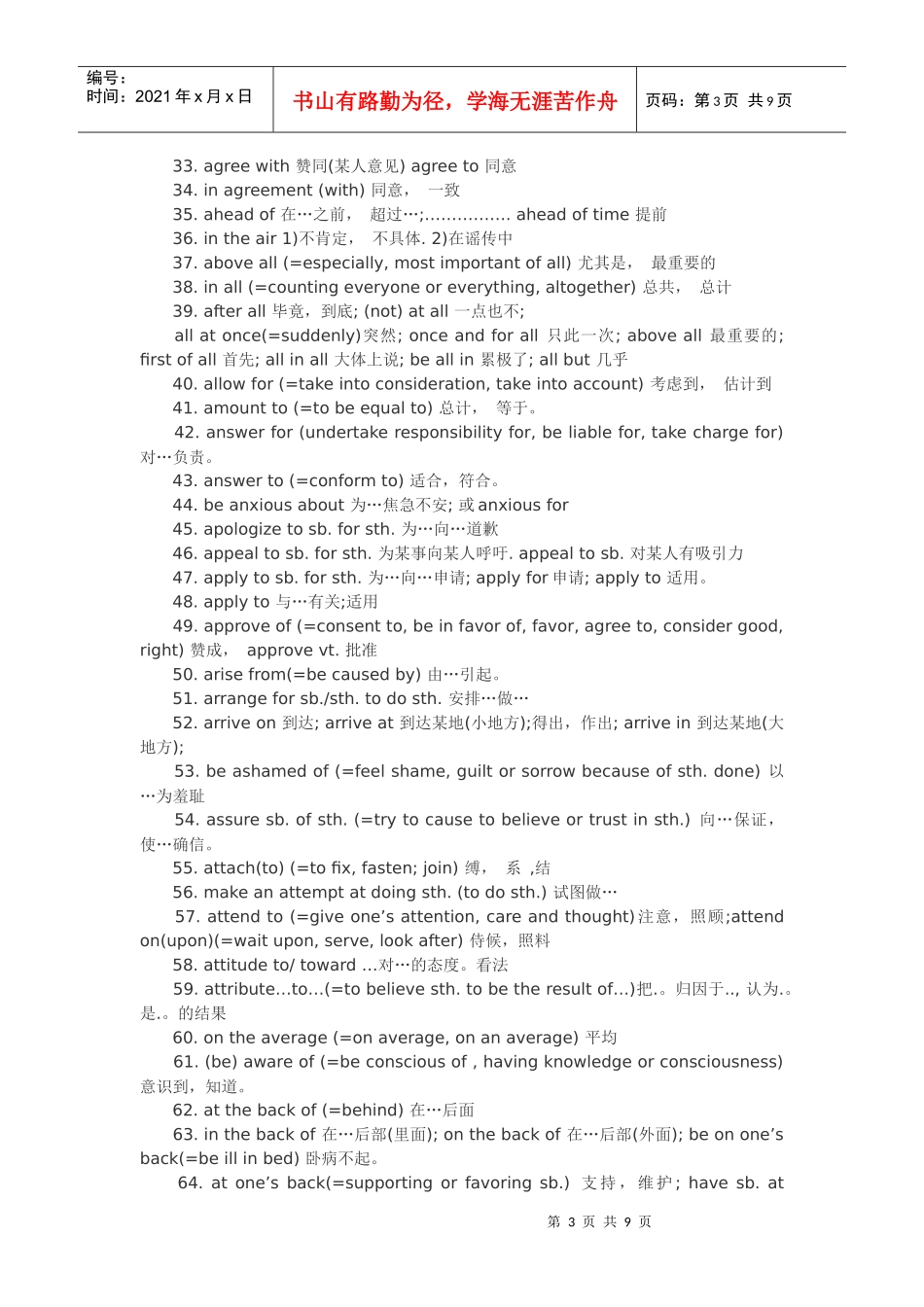 XXXX年12月大学英语四级考试时间流程及高频词汇短语汇总篇(网校资料_第3页