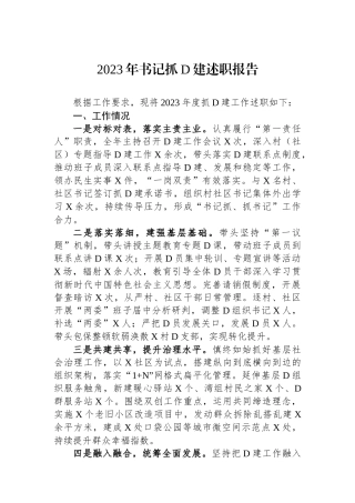 2023年书记抓党建述职报告