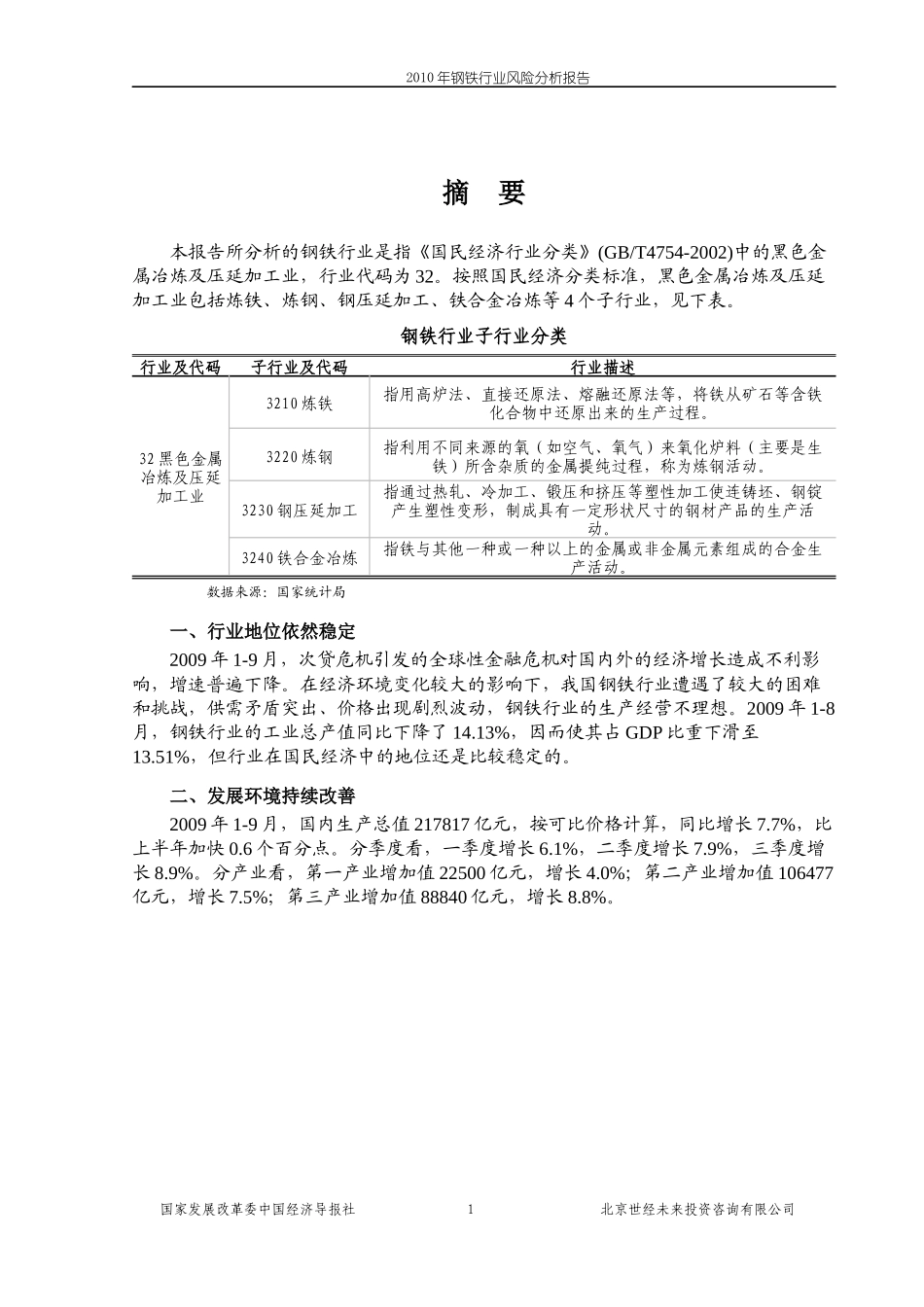 XXXX钢铁行业风险分析报告_第1页