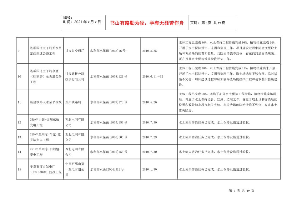 XXXX黄河流域(片)大型生产建设项目水土保持公报_第3页