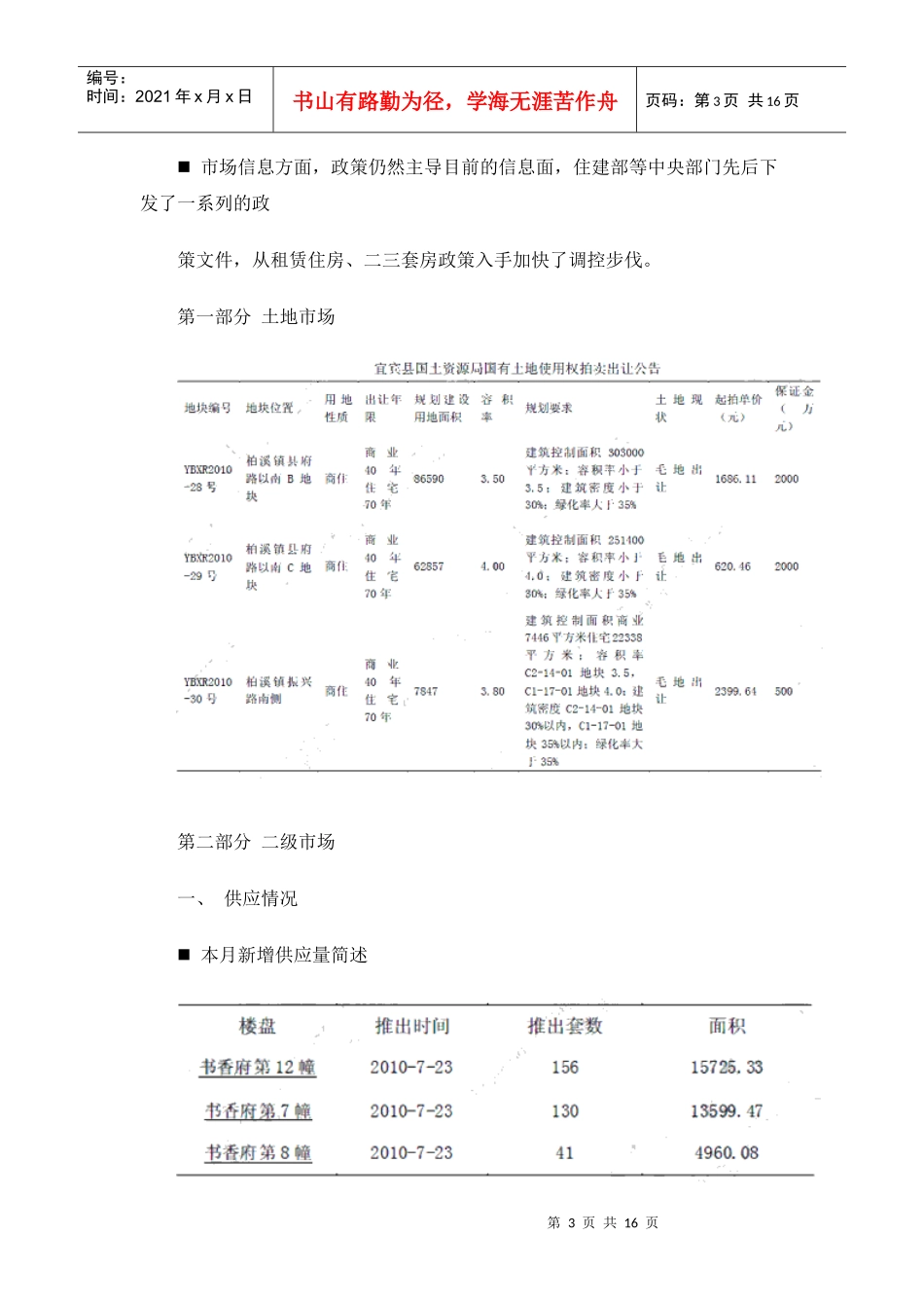 XXXX年7月四川宜宾市房地产市场分析报告_16页_第3页