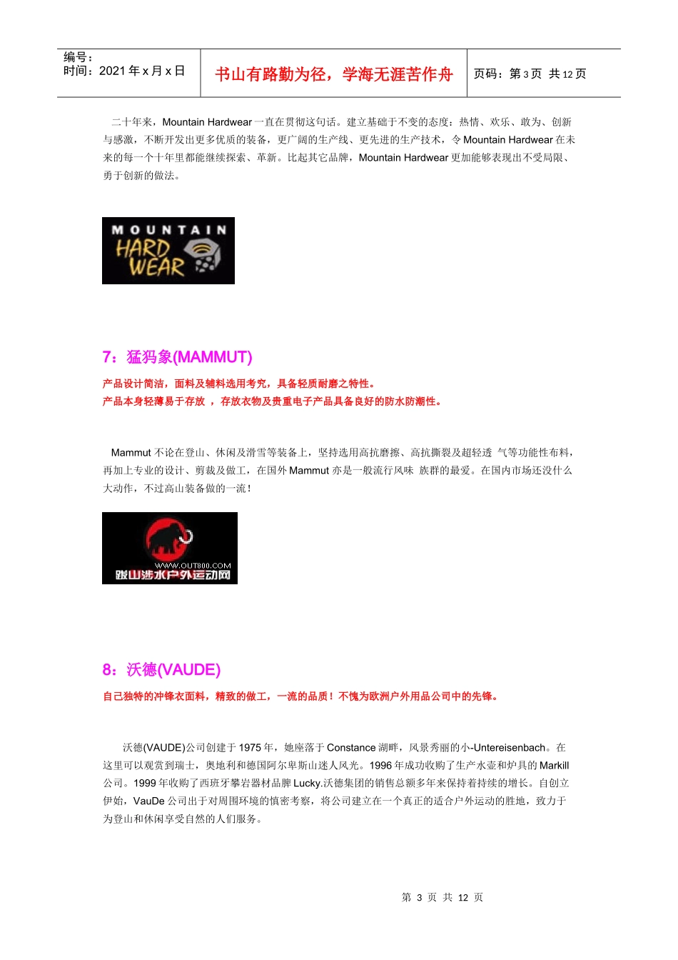 XXXX户外品牌排名_第3页