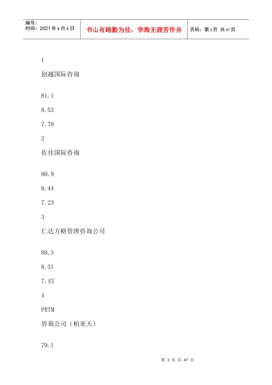 XXXX年度最受赞赏的管理咨询公司专业能力排行榜_第3页