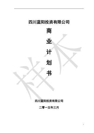 XXXX有限公司—商业计划书模板V17