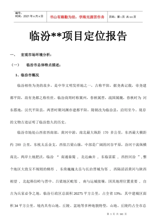 XXXX临汾商业项目定位策划报告86P