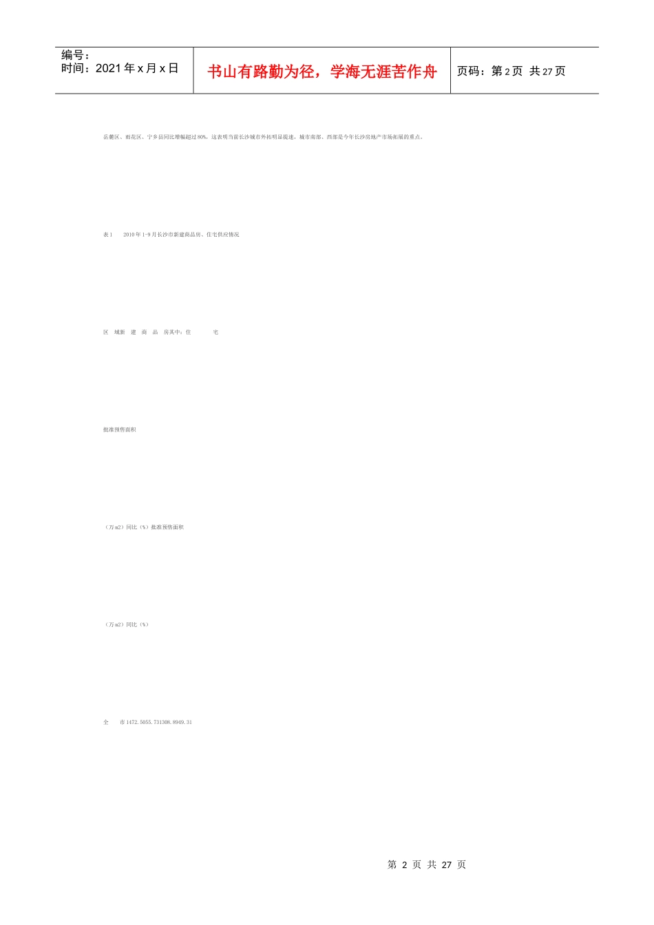 XXXX年1-9月长沙市房地产市场分析报告_第2页