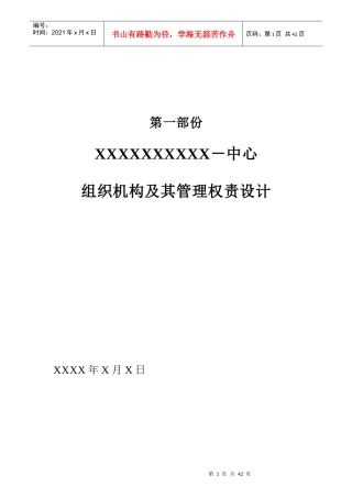 XXX－中心组织机构及其管理权责设计