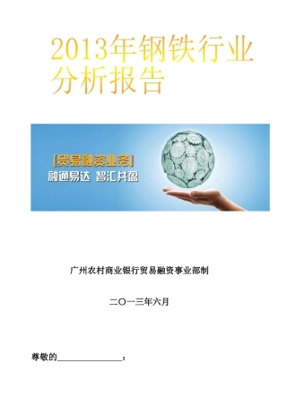 XXXX年钢铁行业分析报告
