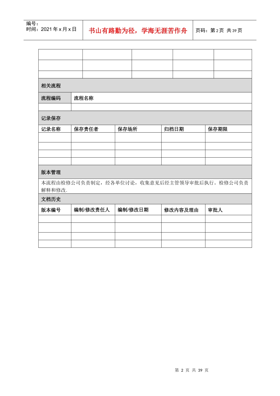 XX中原大化检修工程有限公司岗位工作流程_第2页