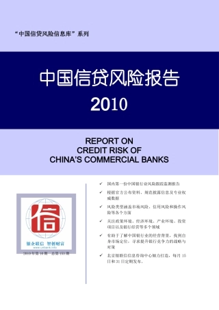 XXXX年第10期中国信贷风险报告(doc 53)