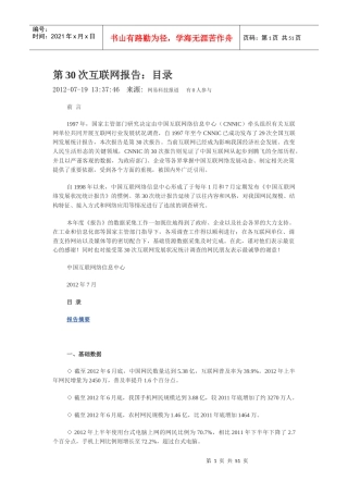 XXXX年中国互联网络发展状况统计报告