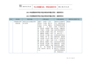 XXXX年度国家科学技术进步奖初评通过项目
