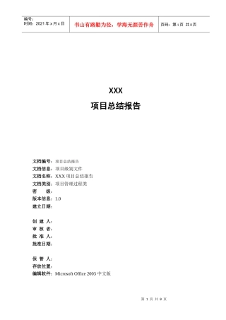 XXX项目总结报告