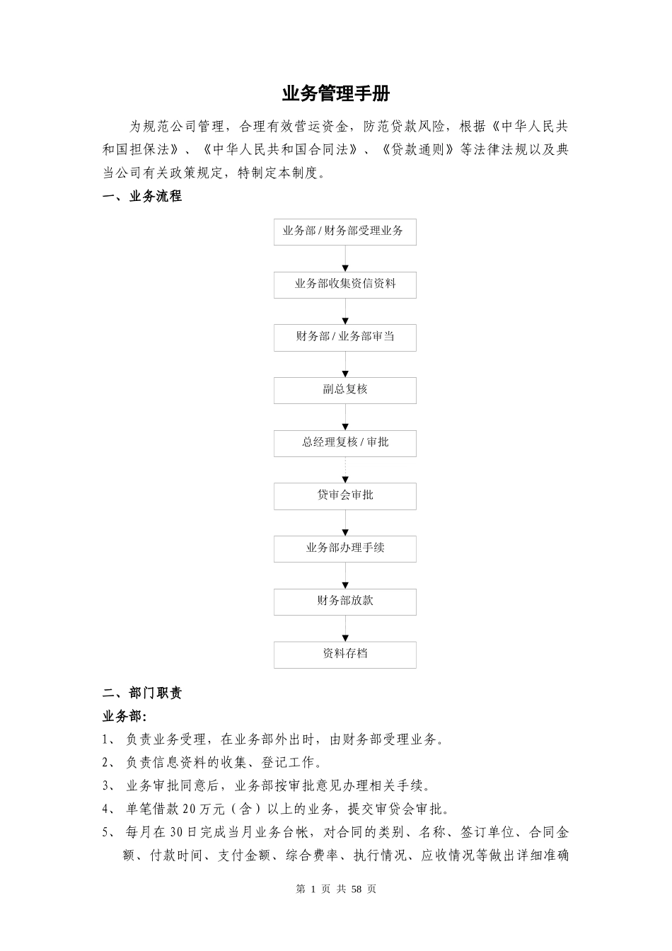 XXXX典当有限公司业务管理办法_第1页
