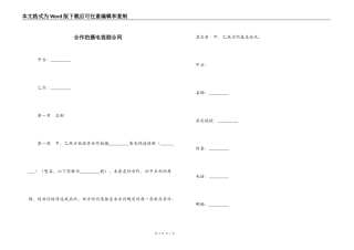合作拍摄电视剧合同