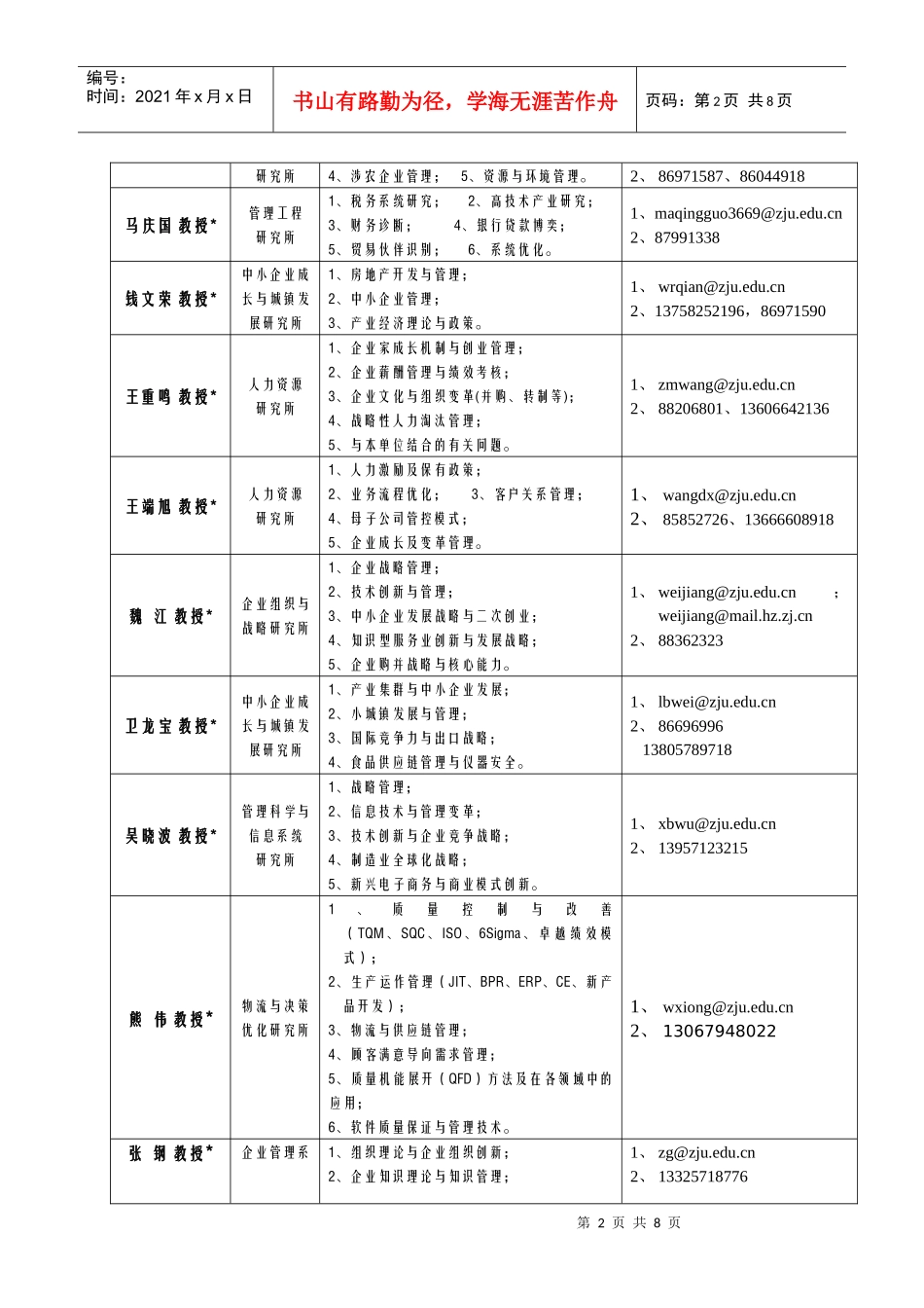 MBA研究生双向选择书导师研究方向_第2页