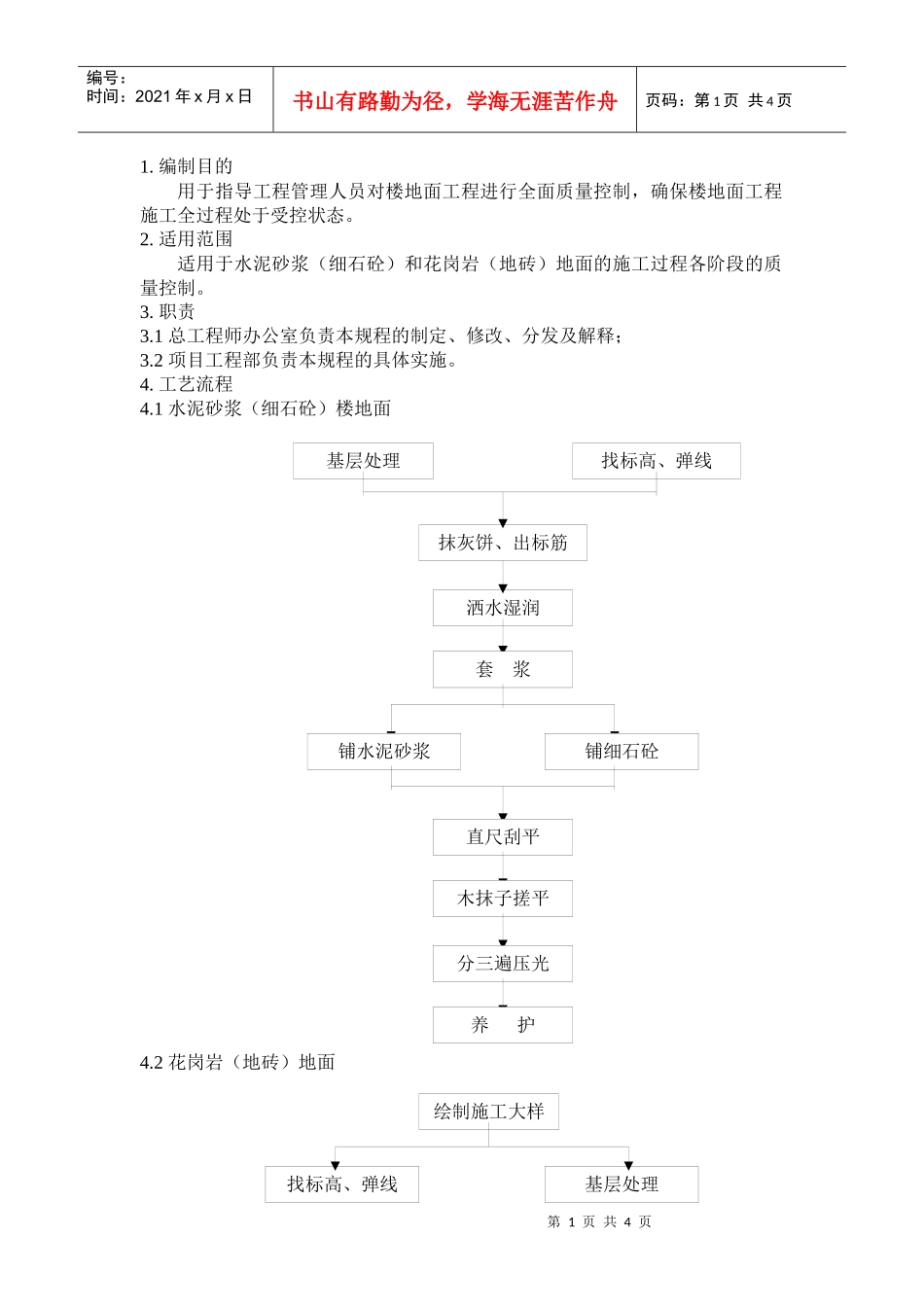 QD-15-16楼地面施工管理规程_第1页