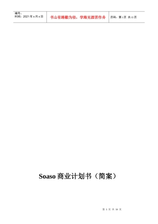 Soaso商业计划书样本