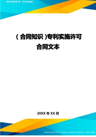 专利实施许可合同文本