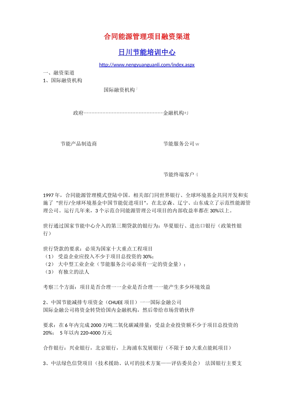 合同能源管理项目融资渠道_第1页