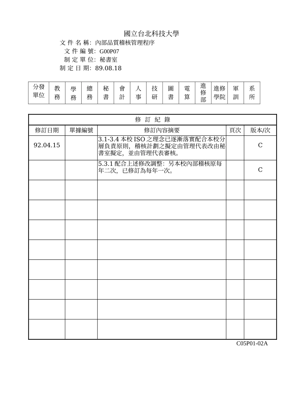 P07内部品质稽核管理程序_第1页