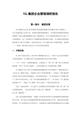 TCL集团管理调研知识报告