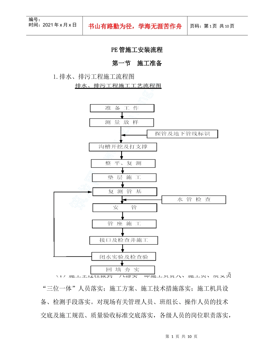 PE管施工安装流程_第1页