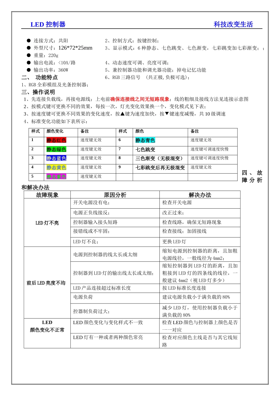 LED控制器科技改变生活产品规格书使用本控制_第2页