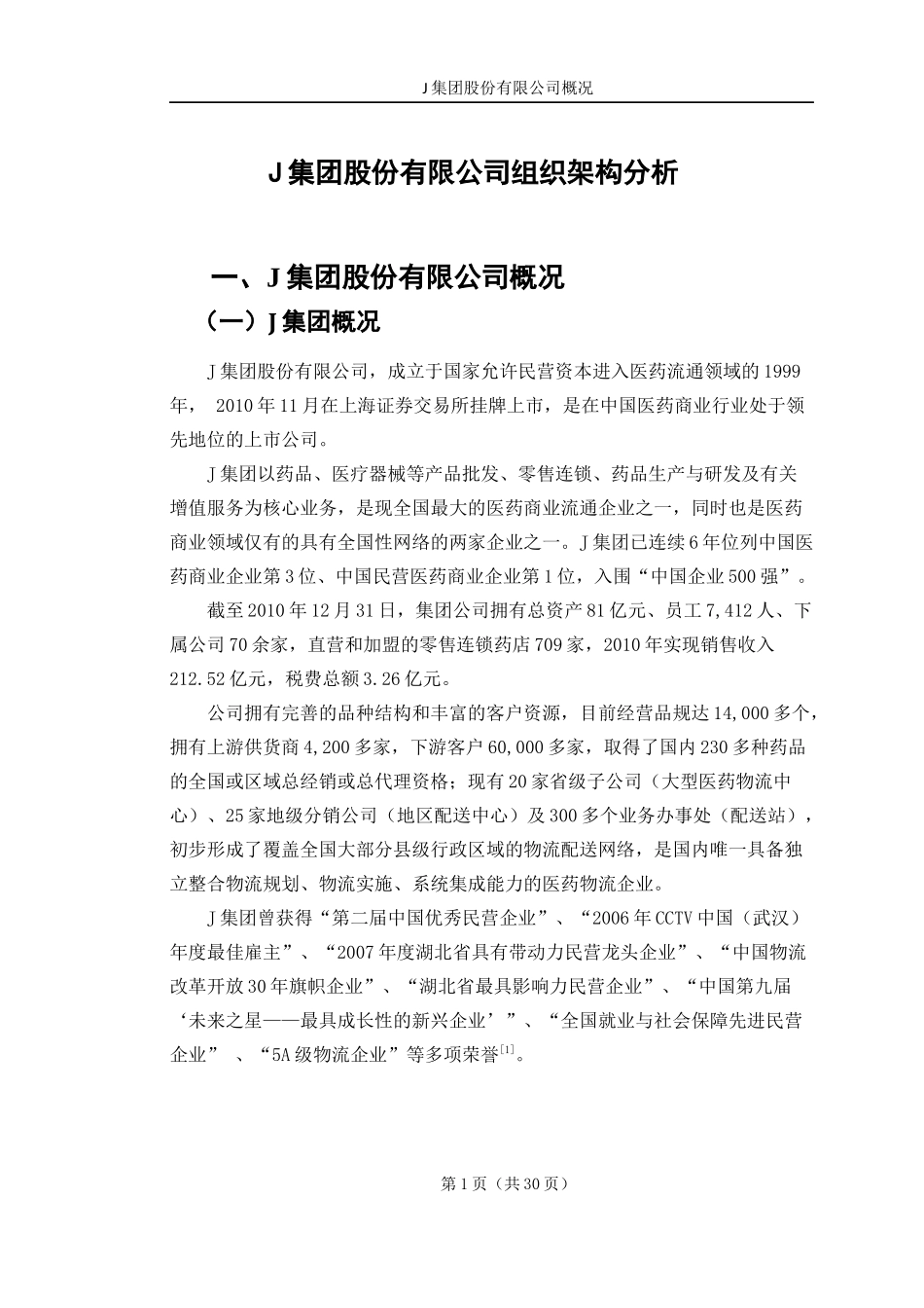 J集团组织架构分析_第1页