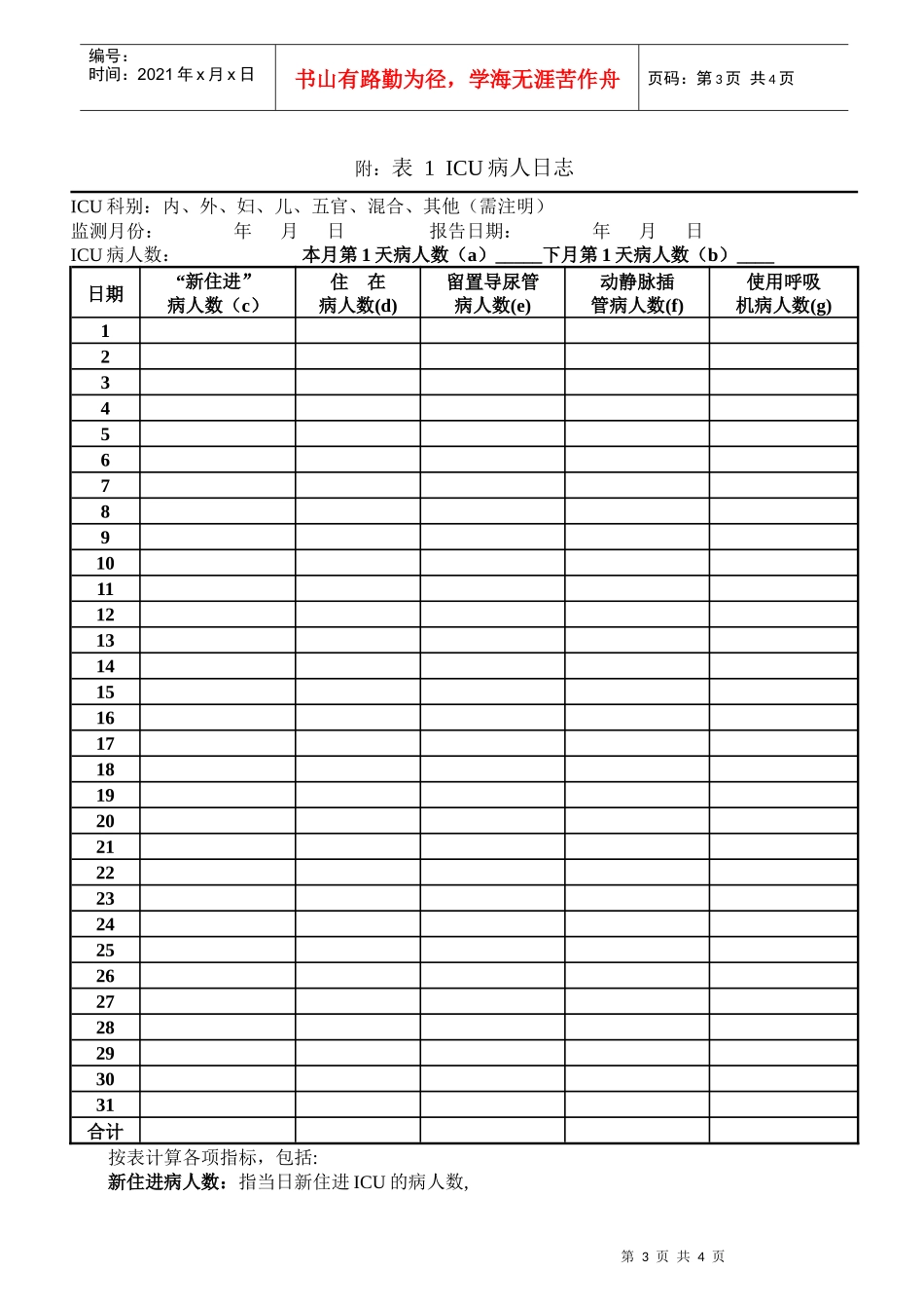 ICU医院感染目标性监测方案_第3页