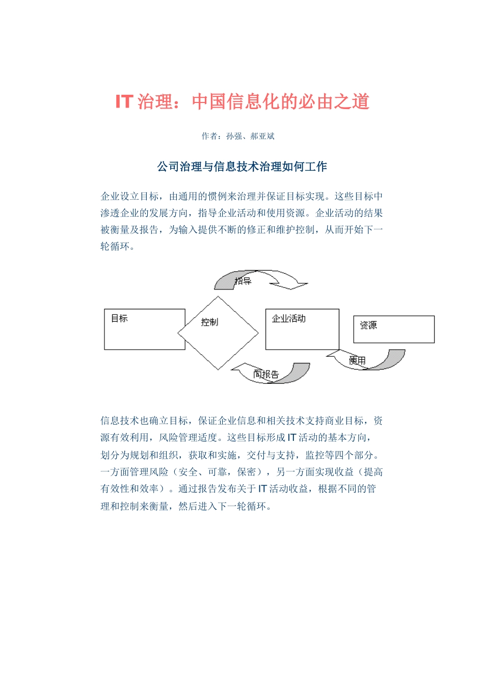 IT治理架构及模型介绍_第1页