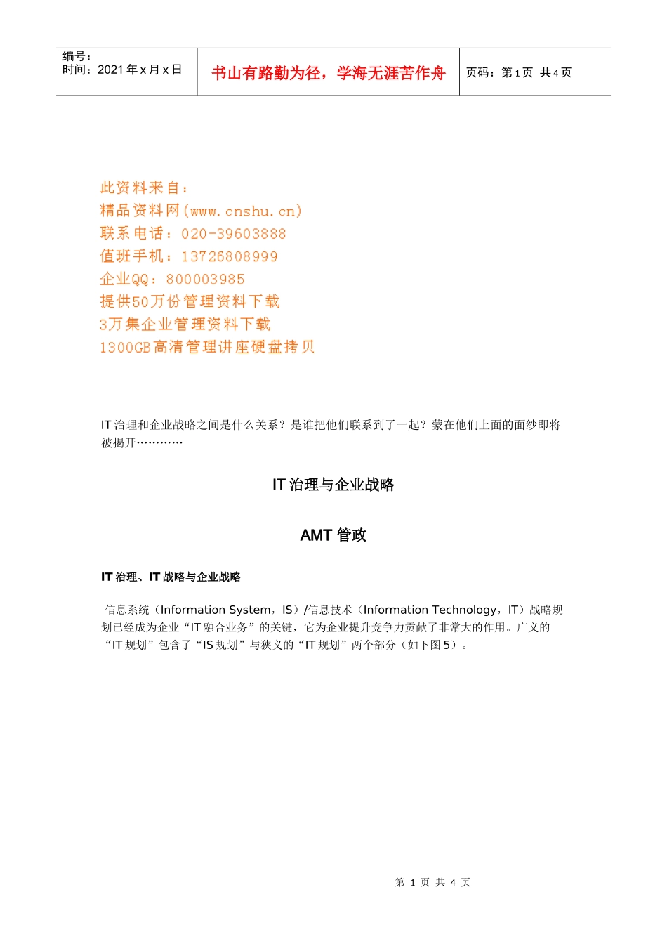 IT治理与企业战略管理_第1页