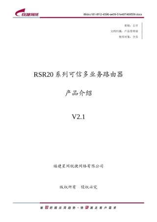 RSR20系列可信多业务路由器产品介绍