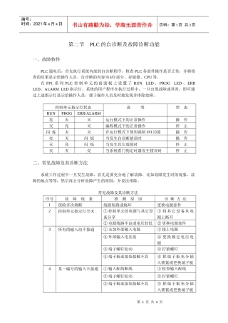PLC的自诊断及故障诊断功能