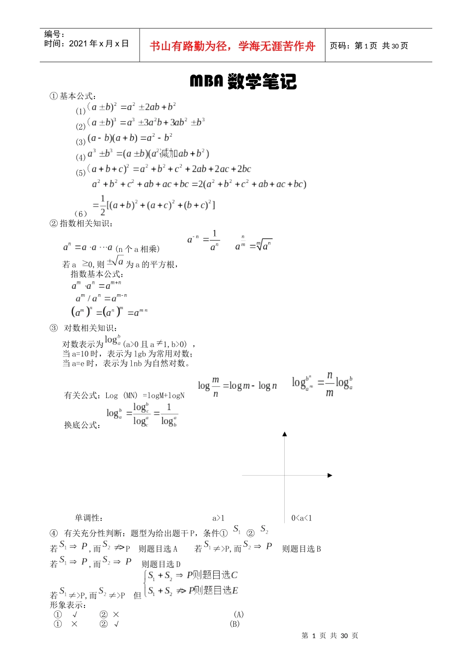 MBA数学笔记_第1页