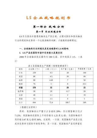 LS轴承企业战略规划书