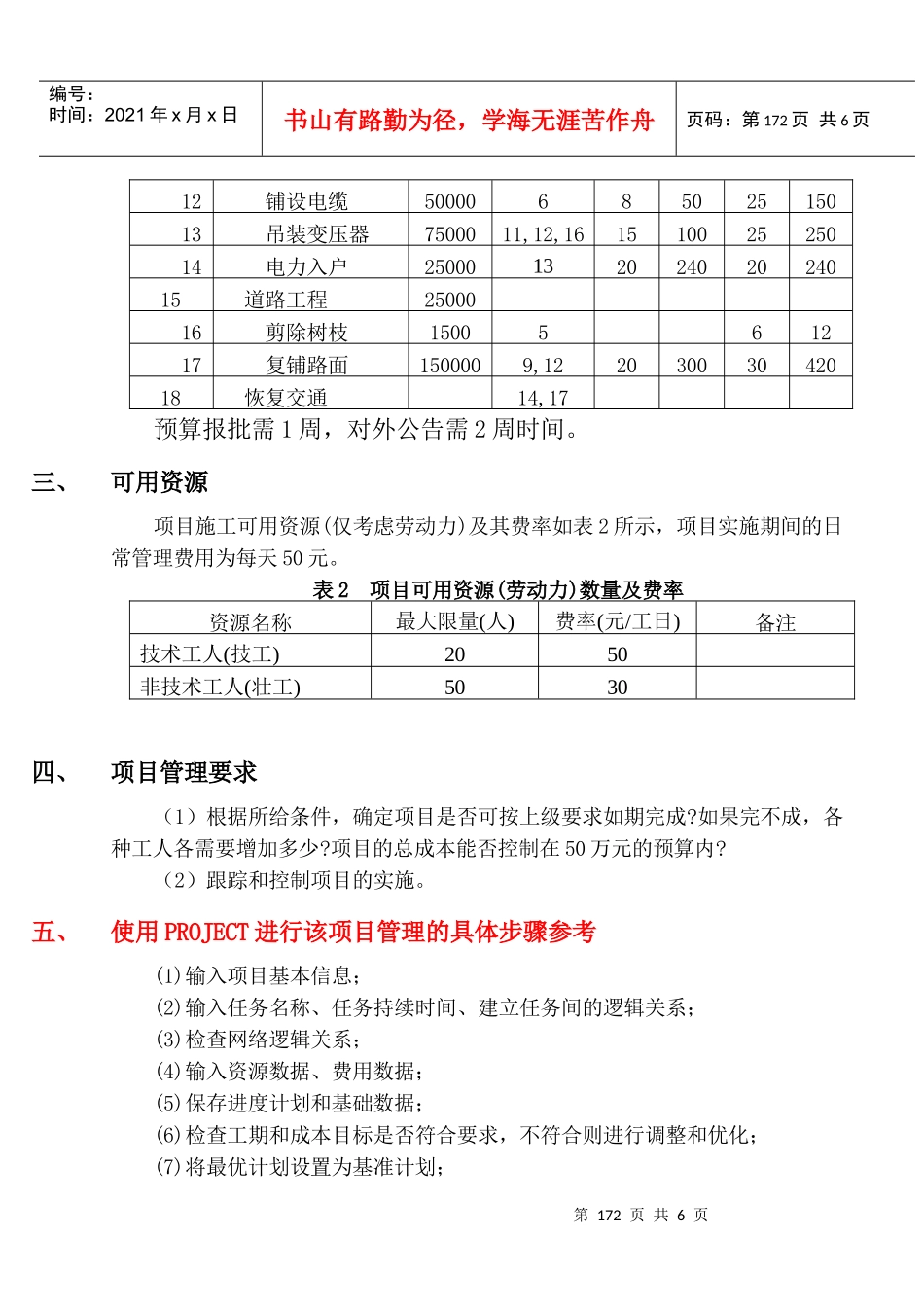 PROJECT项目管理实例及实验要求_第2页