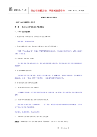 VOIP市场运作方案报告