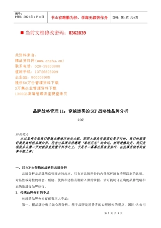 SCP战略性品牌分析