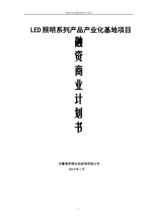 LED项目融资商业计划书