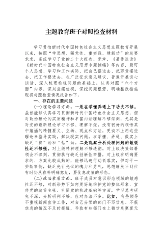 主题教育班子对照检查材料