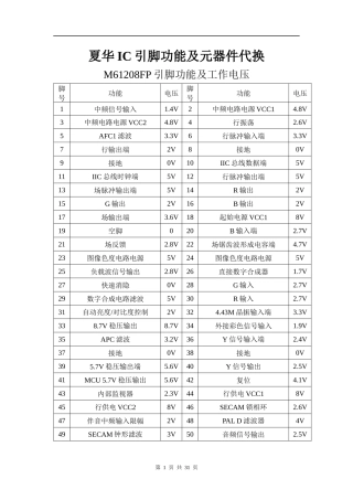 IC引脚功能及元器件代换