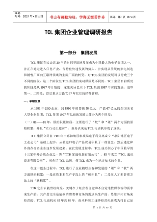 TCL集团组织结构及调研报告