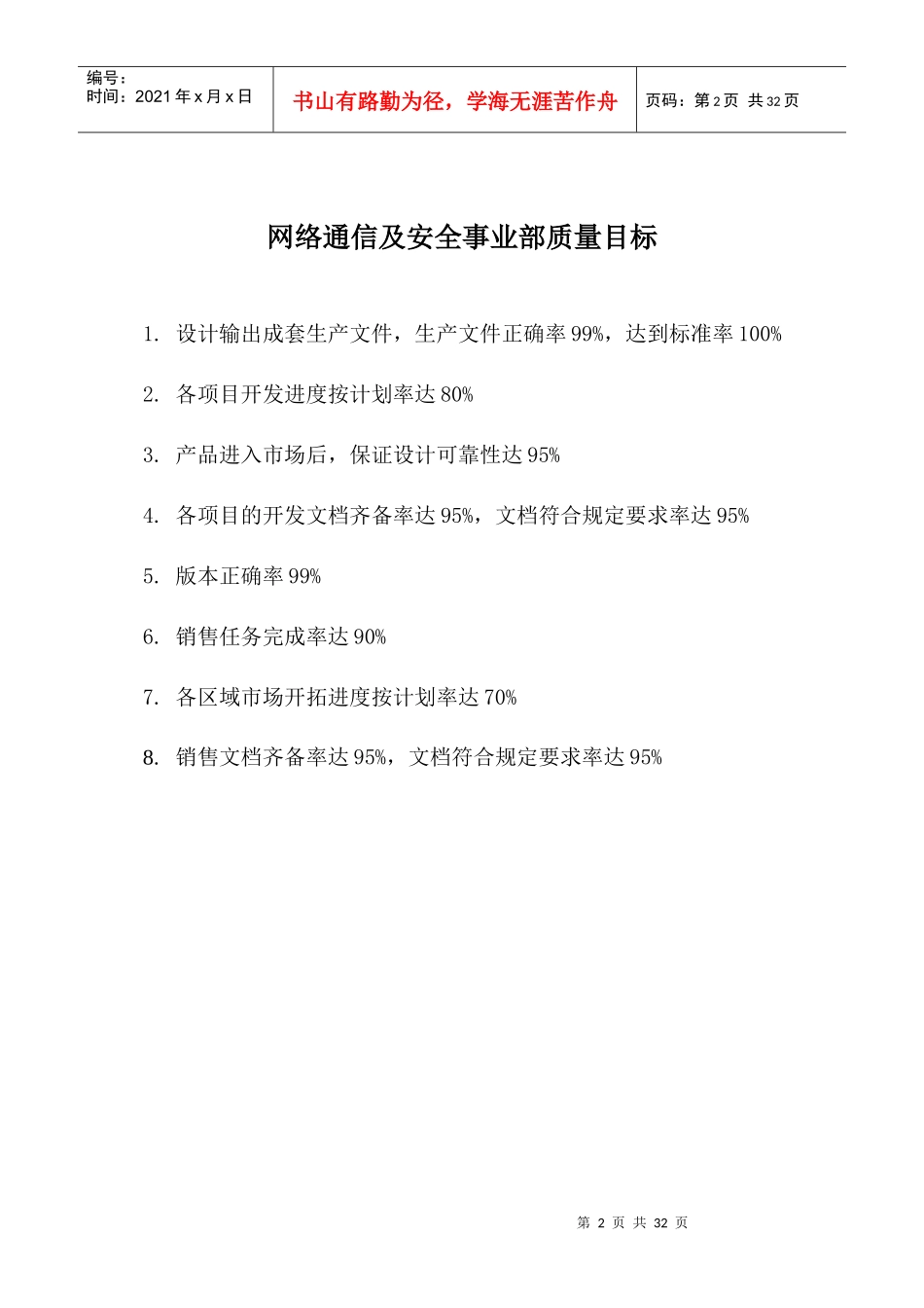 i某上市公司事业部岗位职责及质量目标_第2页