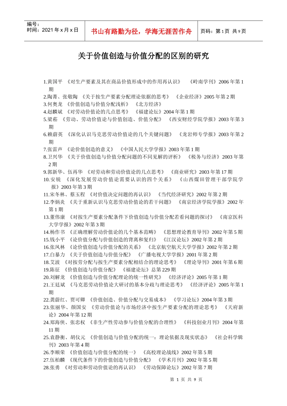 S0401014 研究现状 价值创造与价值分配的区别_第1页